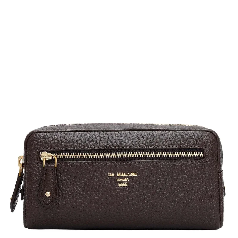 Da Milano Wax Leather Multi Pouch - Chocolate